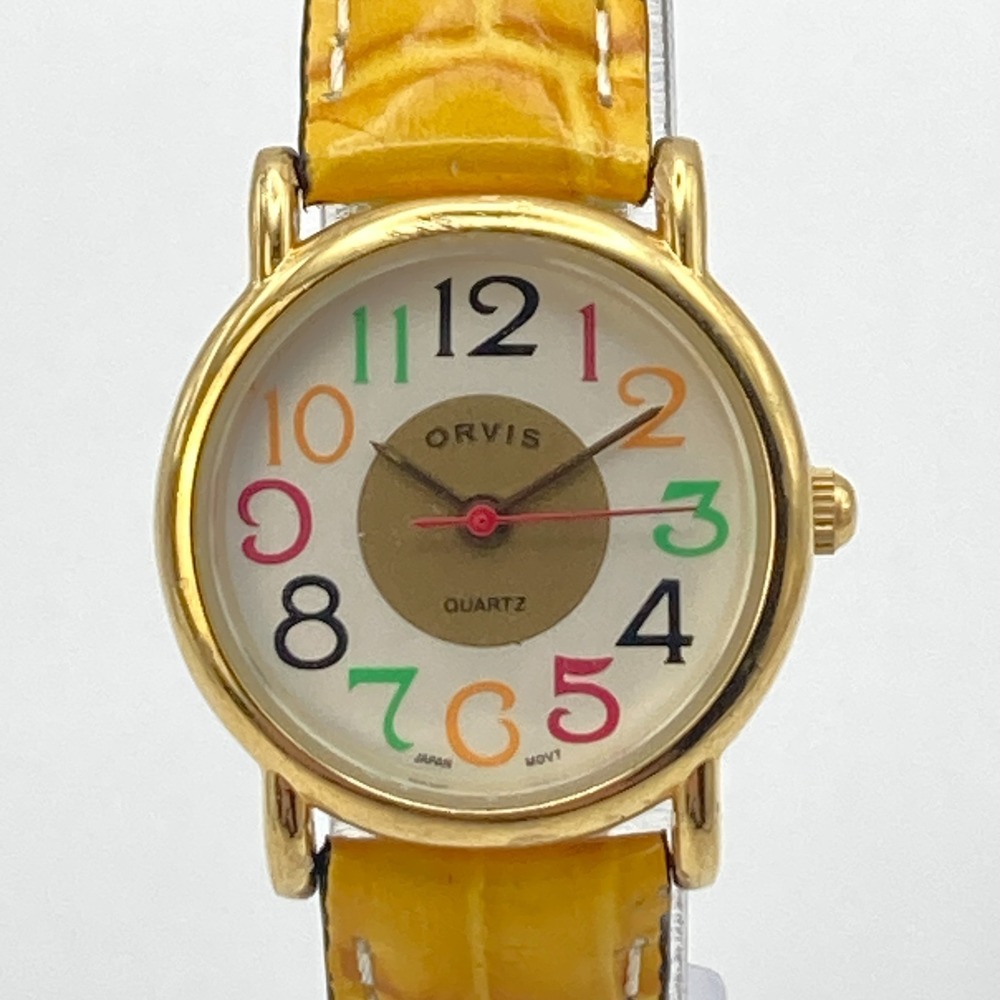 Orvis Women's Watch 26mm Gold Tone Colorful Patchwork Leather Band New Battery